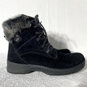 Denver Hayes Quad Comfort Black Suede Faux Fur Lined Ankle Boots 8